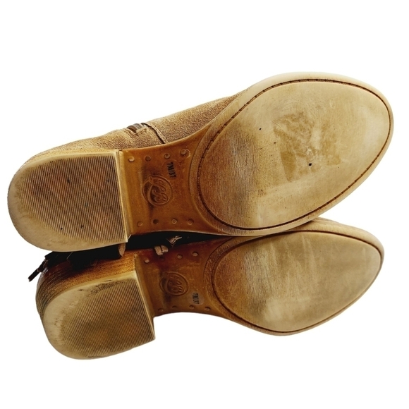 Lucky Brand Fringe Bootie Brown Tan Suede Beeliner Boot Double Zipper Boot Sz 7 - Picture 7 of 16